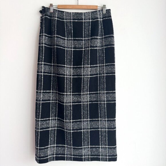 Talbots Italian Fabric Plaid Tartan Style Wrap Midi Skirt M - Picture 9 of 9